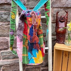 🆕🆕🆕✨VINTAGE KANTHA SARI BOHO HIPPIE BACKPACK